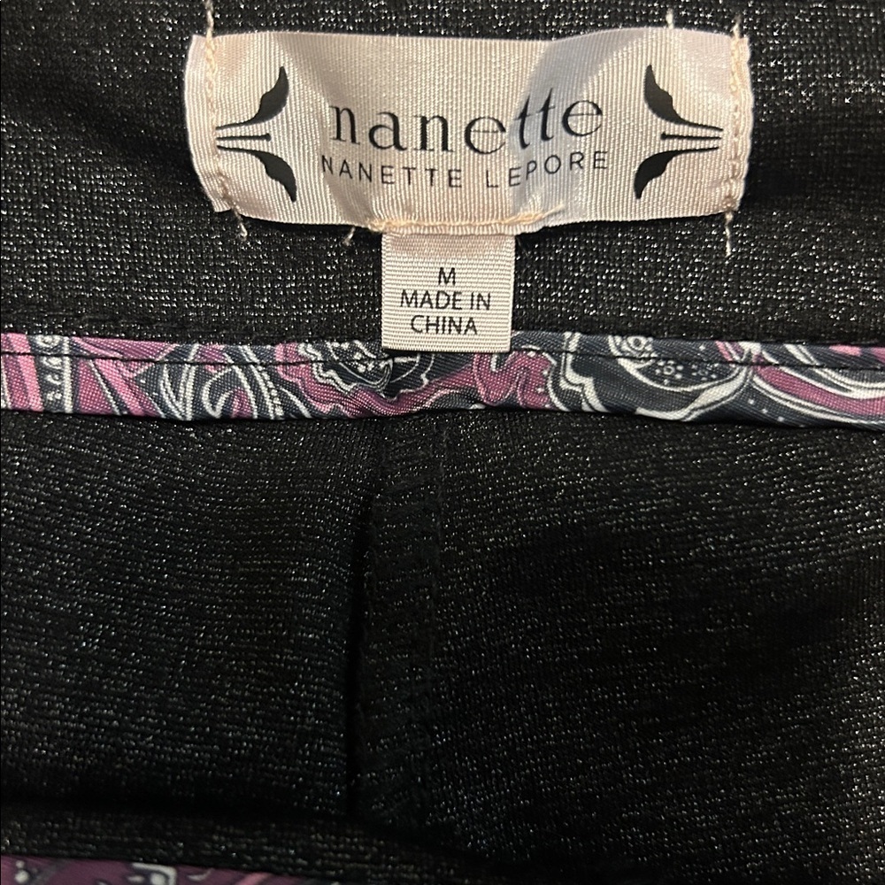 NWT Nanette Lepore Black Silver Shimmer Leggings M Medium - Picture 4 of 6